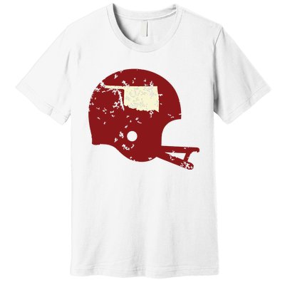 Vintage Oklahoma Football Helmet State Outline Premium T-Shirt