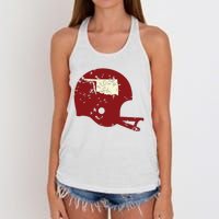 Vintage Oklahoma Football Helmet State Outline Women's Knotted Racerback Tank