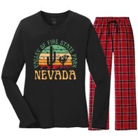 Valley Of Fire State Park Nevada Desert Hiking Retro Sunset Women's Long Sleeve Flannel Pajama Set 