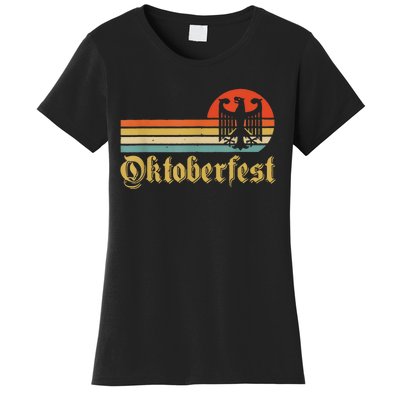 Vintage Oktoberfest German Flag Beer Drinking Women's T-Shirt