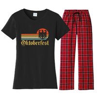 Vintage Oktoberfest German Flag Beer Drinking Women's Flannel Pajama Set