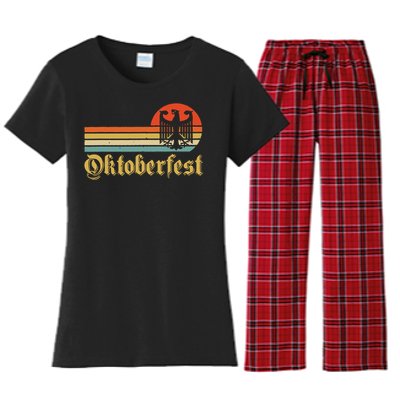 Vintage Oktoberfest German Flag Beer Drinking Women's Flannel Pajama Set