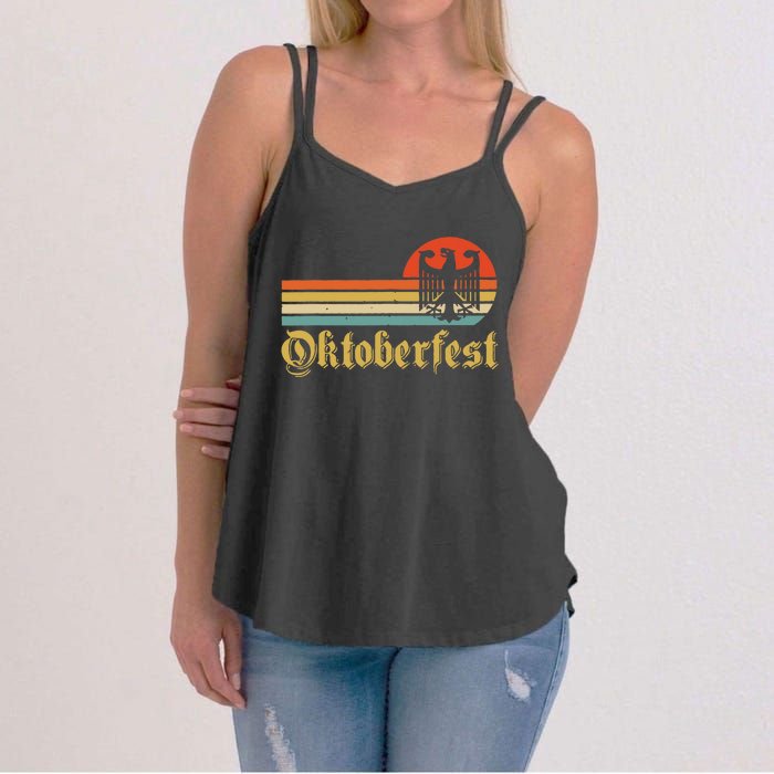 Vintage Oktoberfest German Flag Beer Drinking Women's Strappy Tank