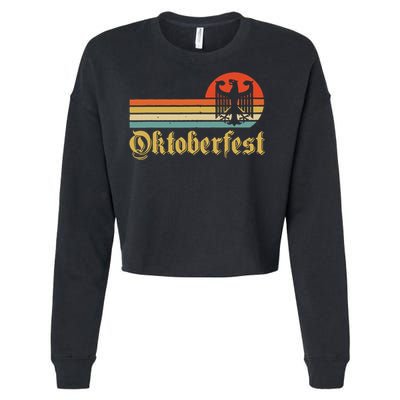 Vintage Oktoberfest German Flag Beer Drinking Cropped Pullover Crew