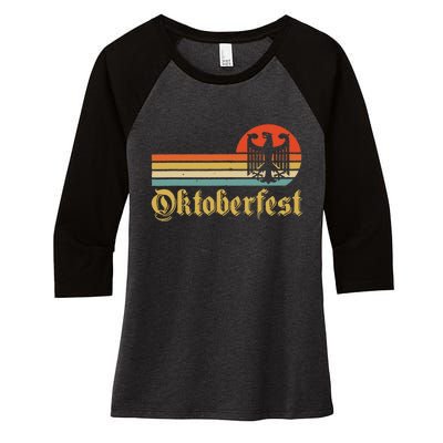 Vintage Oktoberfest German Flag Beer Drinking Women's Tri-Blend 3/4-Sleeve Raglan Shirt