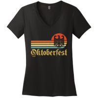 Vintage Oktoberfest German Flag Beer Drinking Women's V-Neck T-Shirt