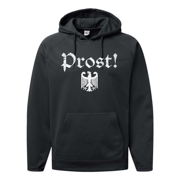 Vintage Oktoberfest German Coat Of Arms Prost Performance Fleece Hoodie