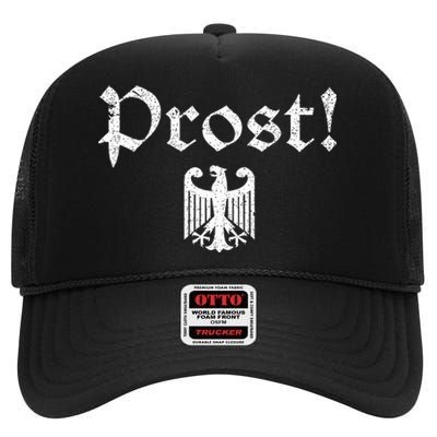 Vintage Oktoberfest German Coat Of Arms Prost High Crown Mesh Back Trucker Hat