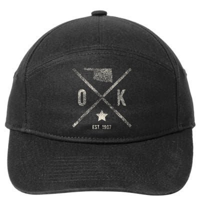 Vintage Oklahoma Home State Outline Ok Map Silhouette 7-Panel Snapback Hat