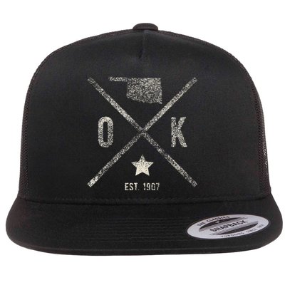 Vintage Oklahoma Home State Outline Ok Map Silhouette Flat Bill Trucker Hat