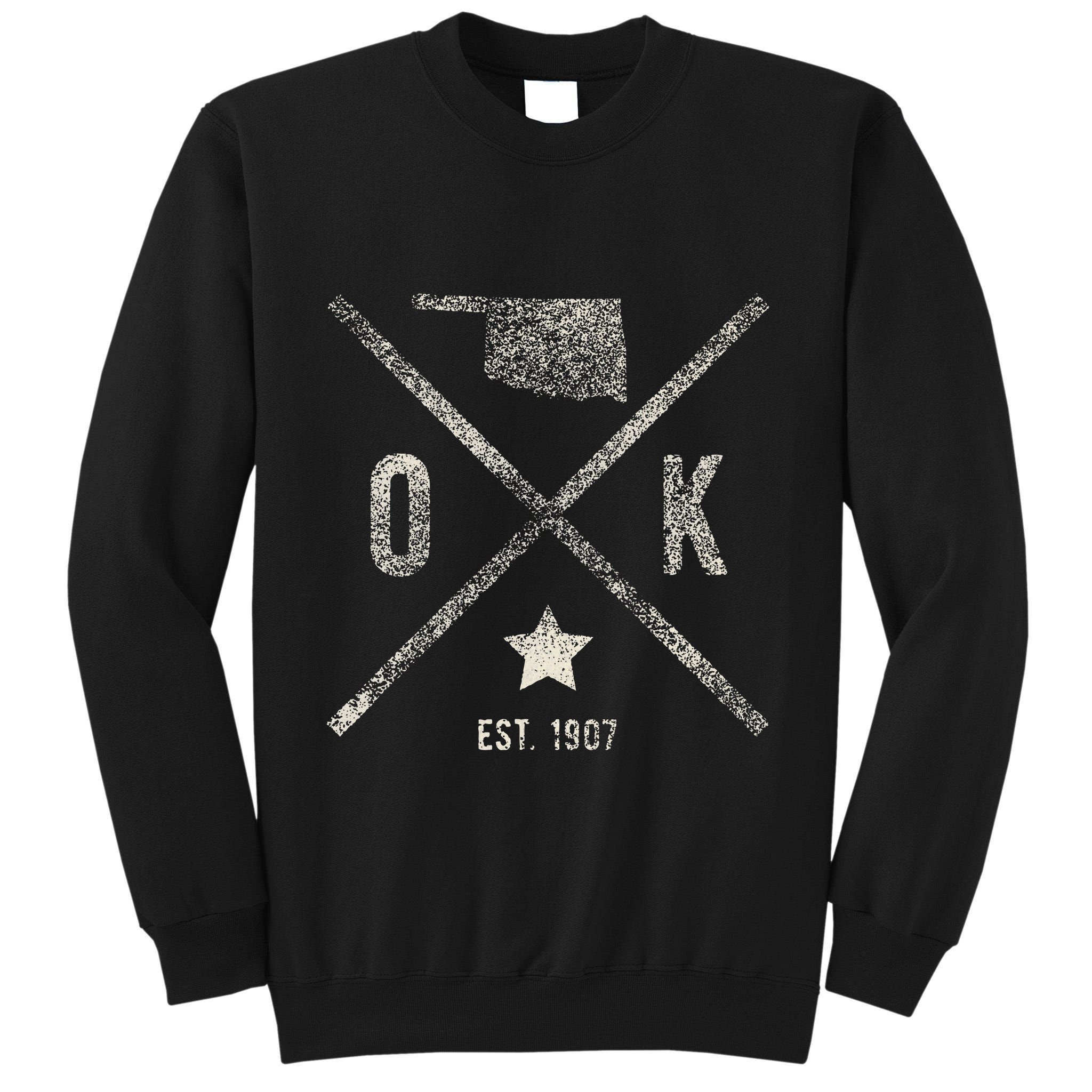 Vintage Oklahoma Home State Outline Ok Map Silhouette Tall Sweatshirt