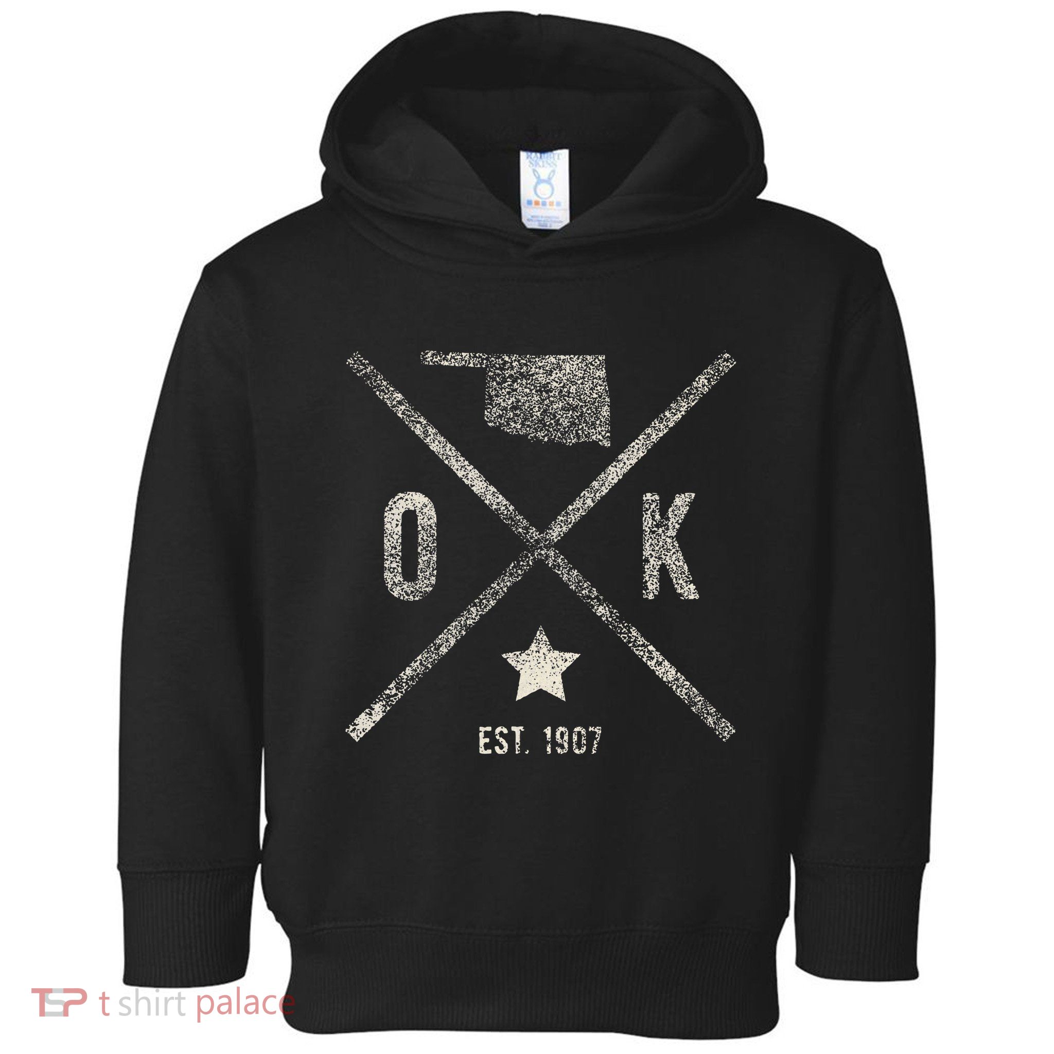 Vintage Oklahoma Home State Outline Ok Map Silhouette Toddler Hoodie