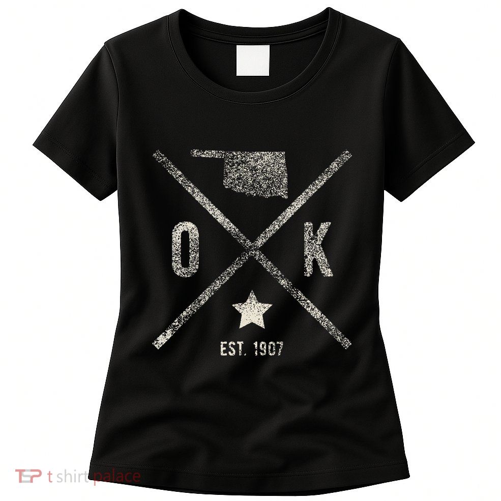 Vintage Oklahoma Home State Outline Ok Map Silhouette Womens T-Shirt
