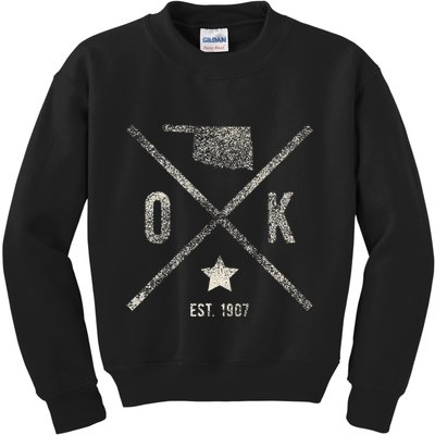 Vintage Oklahoma Home State Outline Ok Map Silhouette Kids Sweatshirt