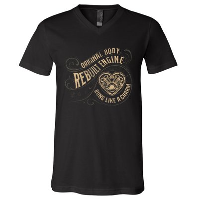 Vintage Open Heart Surgery Recovery Warrior V-Neck T-Shirt