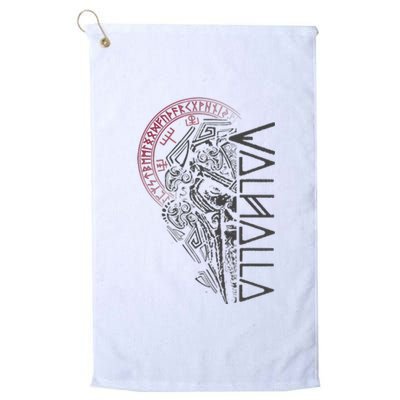 Valhalla Odin In Mask Runes Norse Compass Viking Platinum Collection Golf Towel