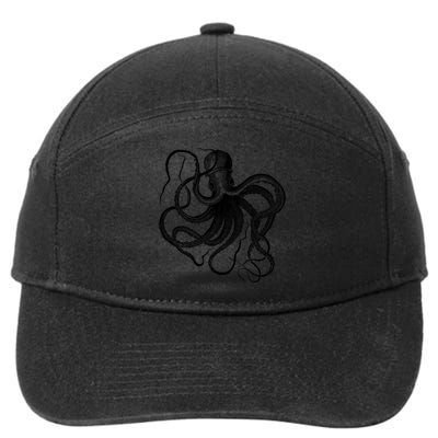 Vintage Octopus Illustration 7-Panel Snapback Hat