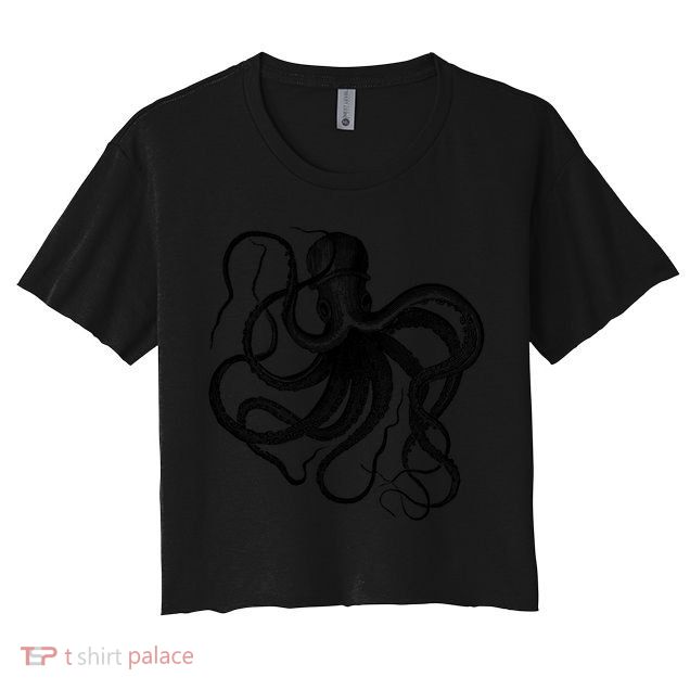Vintage Octopus Illustration Crop Top