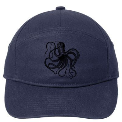 Vintage Octopus Illustration 7-Panel Snapback Hat