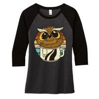 Vintage owl inside a coffee cup coffee night owl Women's Tri-Blend 3/4-Sleeve Raglan Shirt