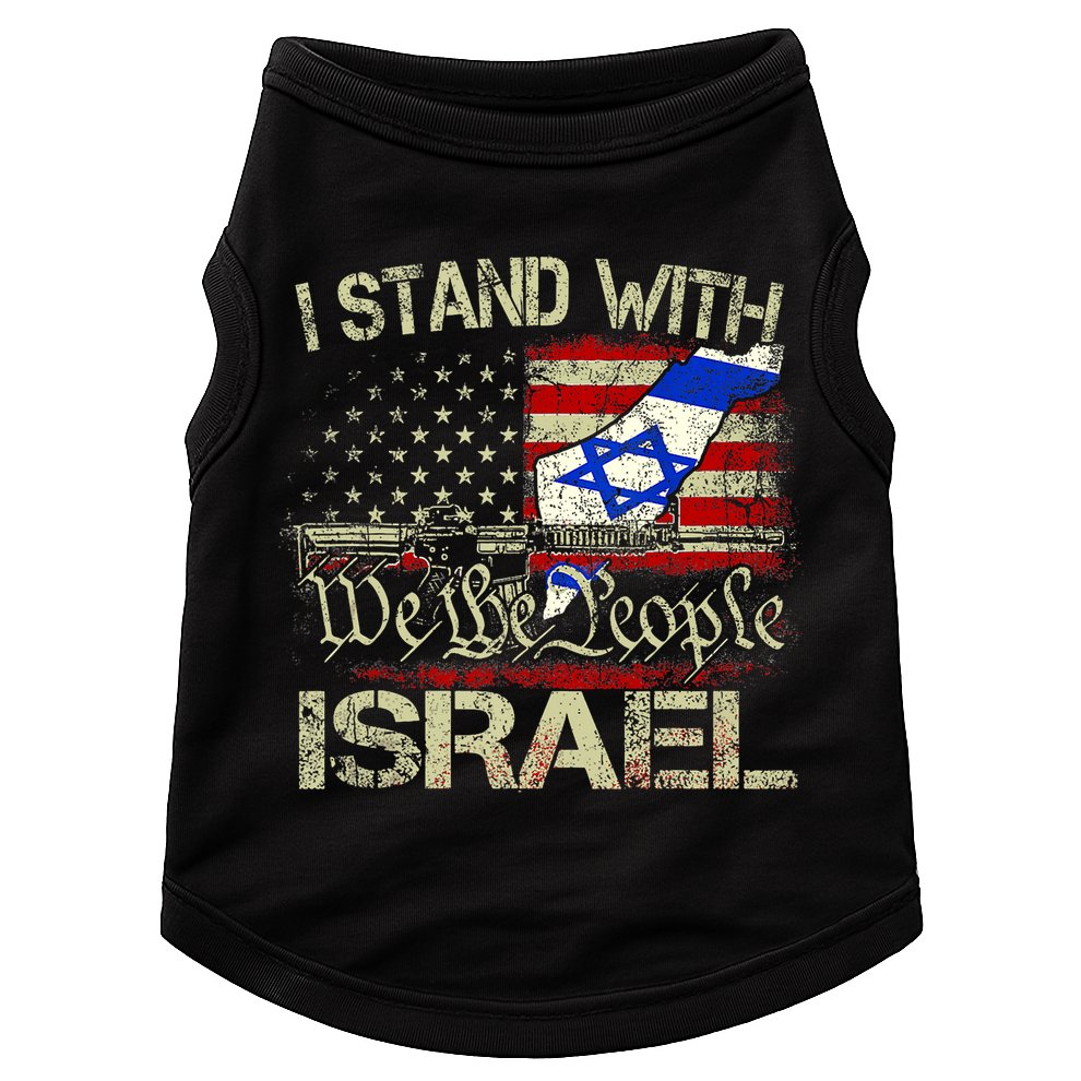 Vintage Old I Stand With Israel Usa American Flag Israel Doggie Tank