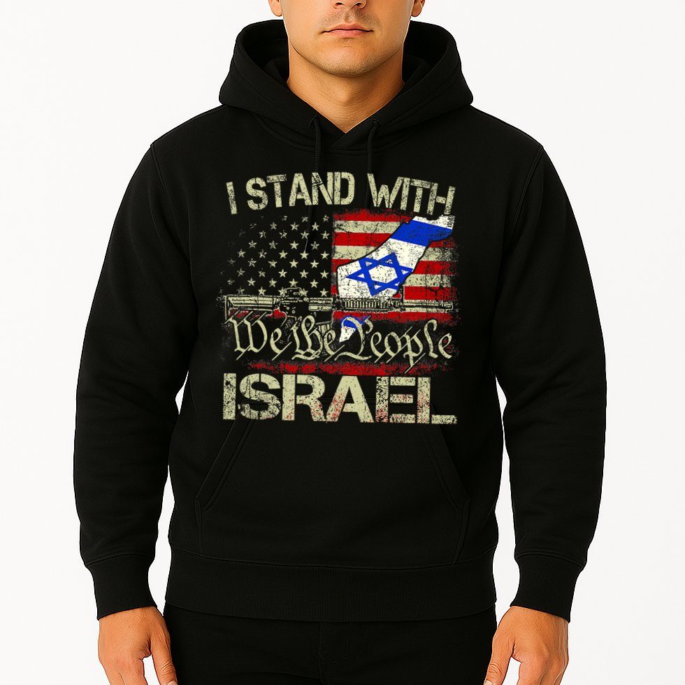 Vintage Old I Stand With Israel Usa American Flag Israel Hoodie