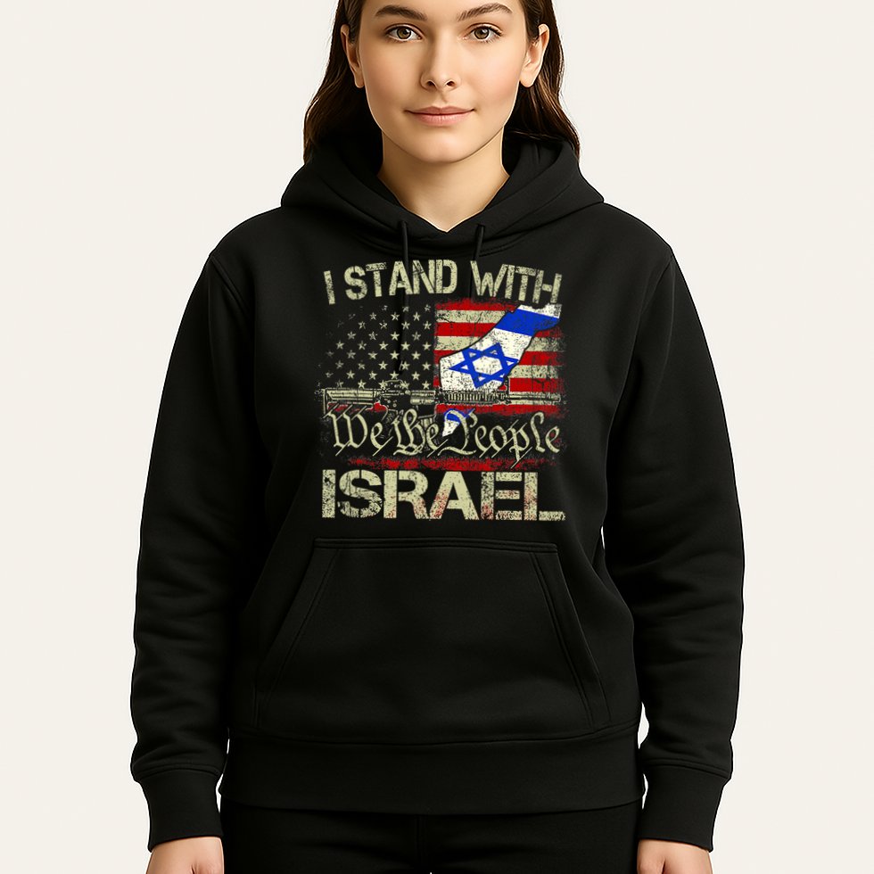 Vintage Old I Stand With Israel Usa American Flag Israel Hoodie