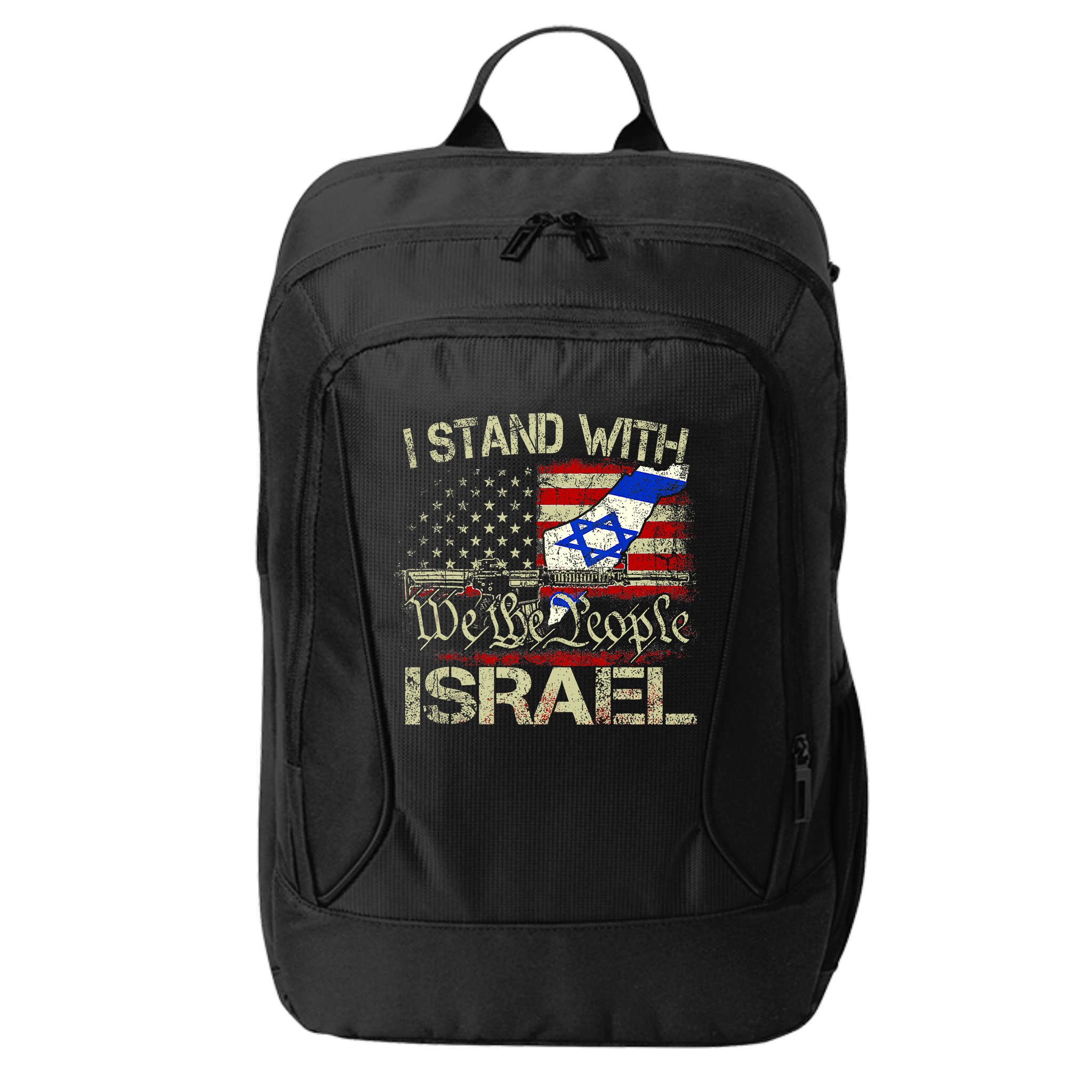 Vintage Old I Stand With Israel Usa American Flag Israel City Backpack