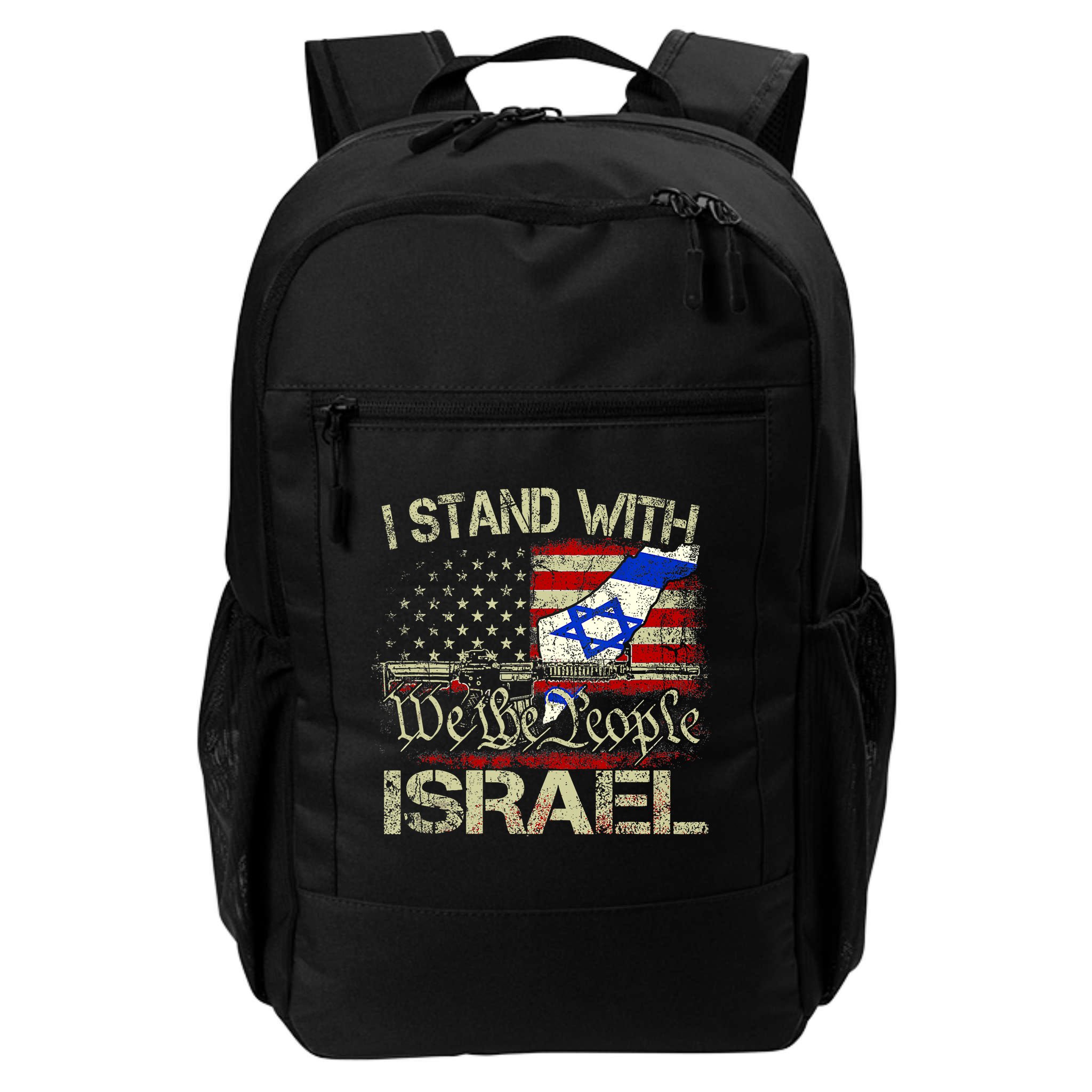 Vintage Old I Stand With Israel Usa American Flag Israel Backpack