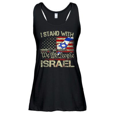 Vintage Old I Stand With Israel Usa American Flag Israel Ladies Essential Flowy Tank