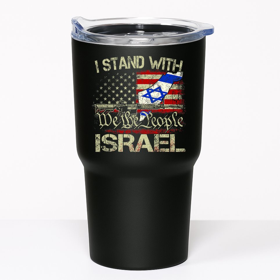 Vintage Old I Stand With Israel Usa American Flag Israel Tumbler
