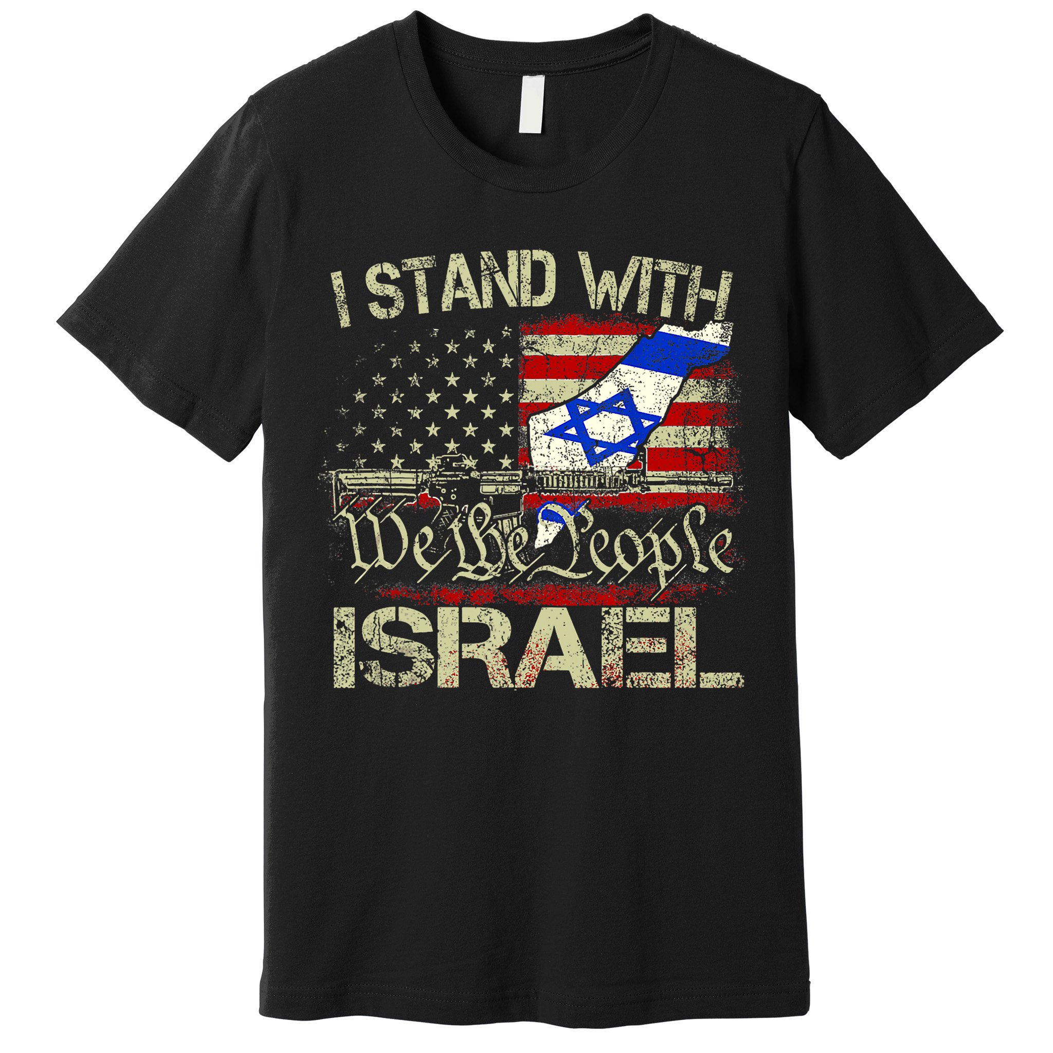 Vintage Old I Stand With Israel Usa American Flag Israel Premium T-Shirt