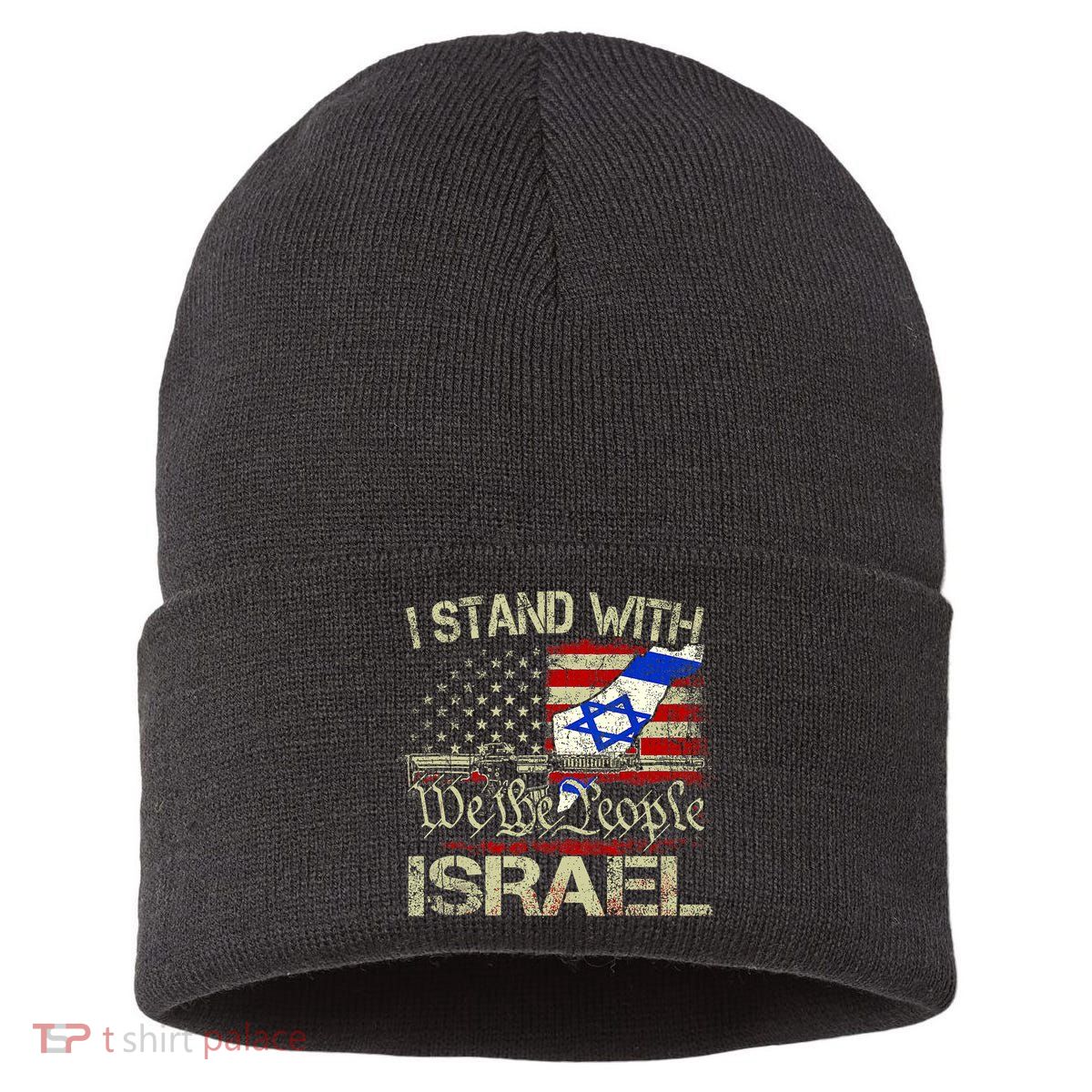 Vintage Old I Stand With Israel Usa American Flag Israel Sustainable Knit Beanie