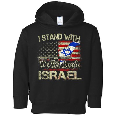Vintage Old I Stand With Israel Usa American Flag Israel Toddler Hoodie