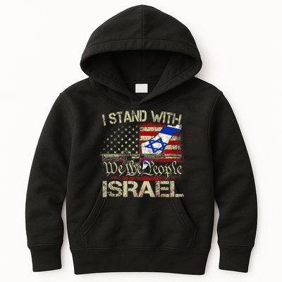 Vintage Old I Stand With Israel Usa American Flag Israel Kids Hoodie