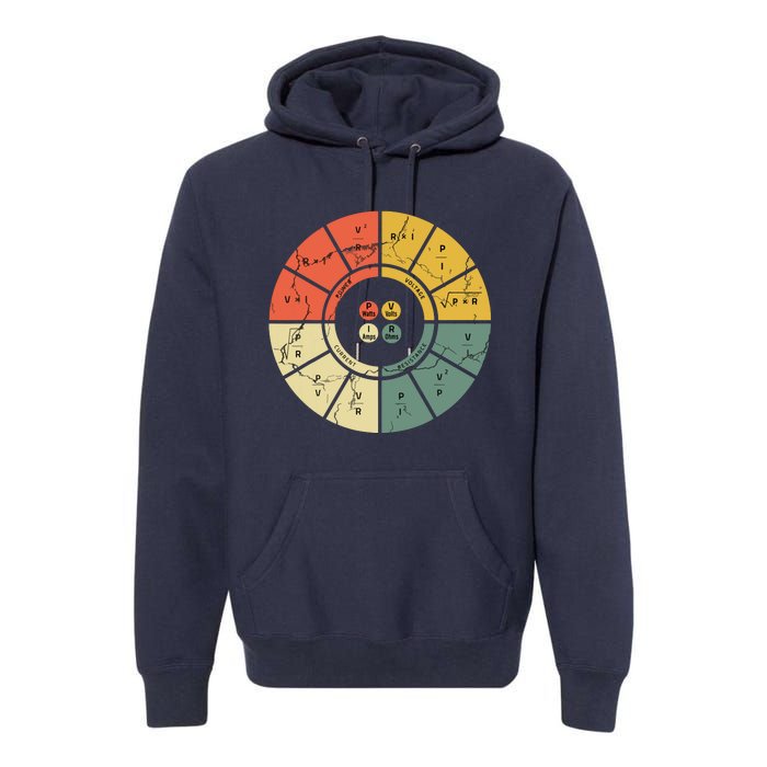 Vintage Ohms Law Diagram Electrical Electronics Engineer Premium Hoodie