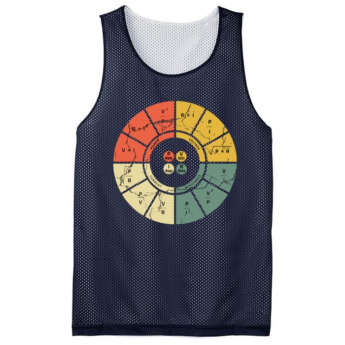 Vintage Ohms Law Diagram Electrical Electronics Engineer Mesh Reversible Basketball Jersey Tank