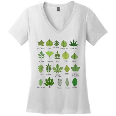 Variety of Leaf Patterns for Nature Enthusiasts Women's V-Neck T-Shirt