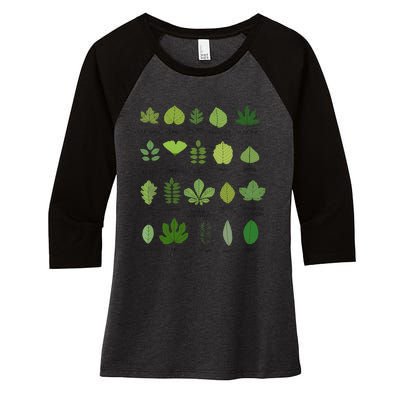 Variety of Leaf Patterns for Nature Enthusiasts Women's Tri-Blend 3/4-Sleeve Raglan Shirt