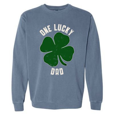 Vintage One Lucky Dad Clover Shamrocks St Patricks Day Gift Garment-Dyed Sweatshirt