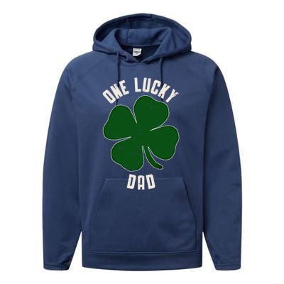 Vintage One Lucky Dad Clover Shamrocks St Patricks Day Gift Performance Fleece Hoodie