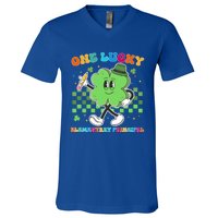 Vintage One Lucky Eletary Principal St Patrick Day School Gift V-Neck T-Shirt