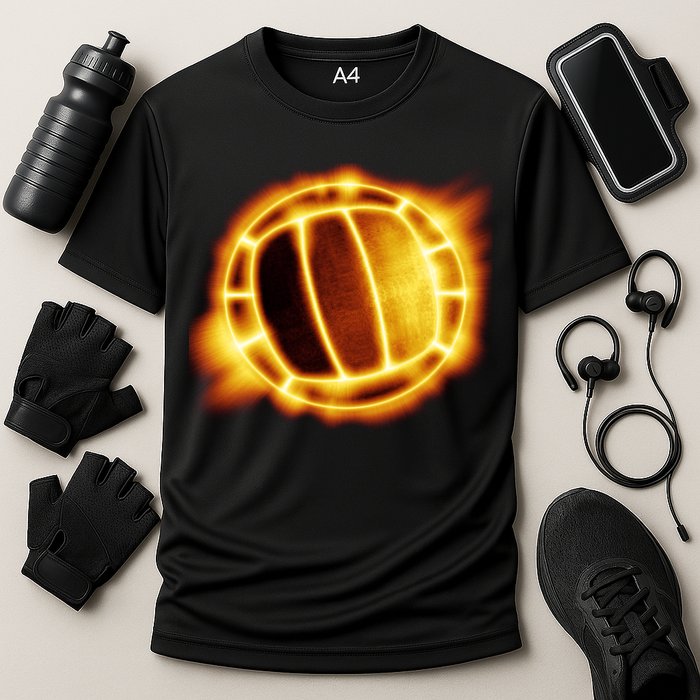 Volleyball Fire Glow Cooling Performance Crew T-Shirt