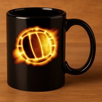 Volleyball Fire Glow 11oz C Handle Ceramic Mug