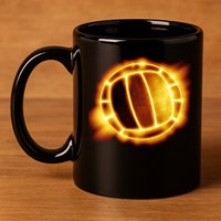 Volleyball Fire Glow 11oz C Handle Ceramic Mug