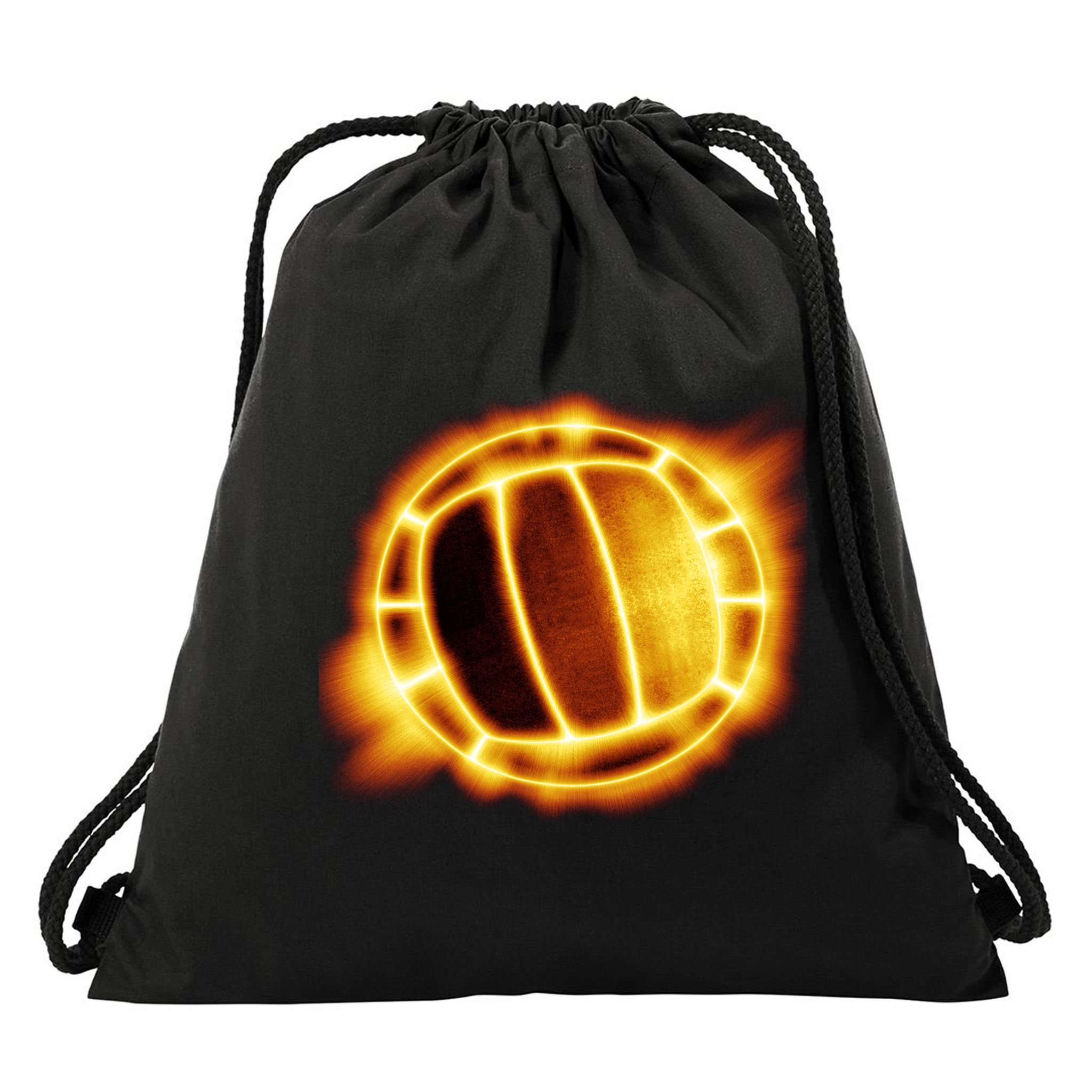 Volleyball Fire Glow Drawstring Bag