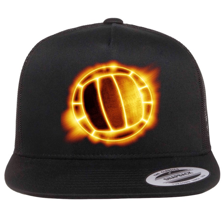 Volleyball Fire Glow Flat Bill Trucker Hat