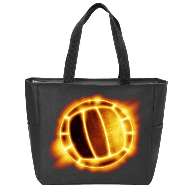 Volleyball Fire Glow Zip Tote Bag