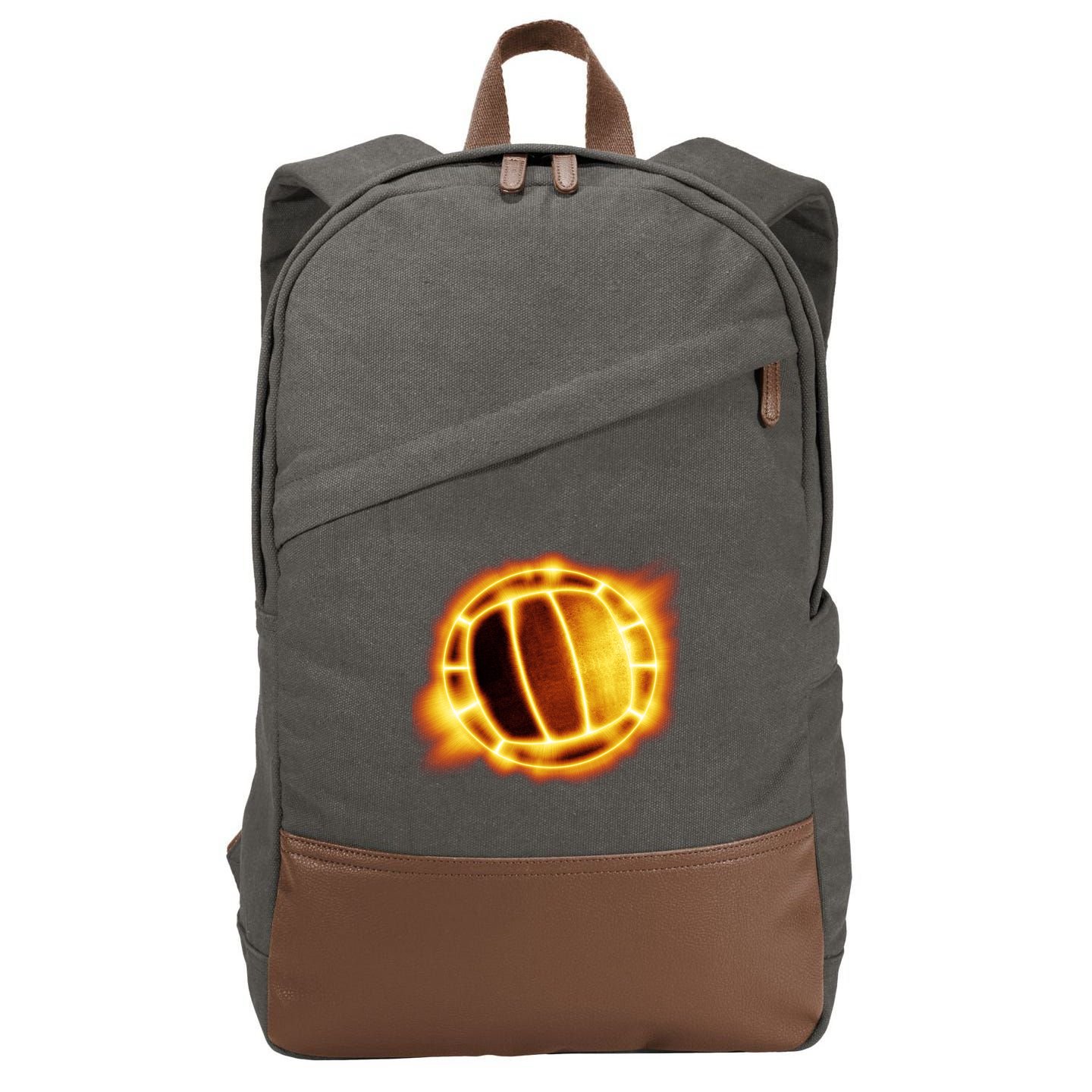 Volleyball Fire Glow Cotton Canvas Backpack