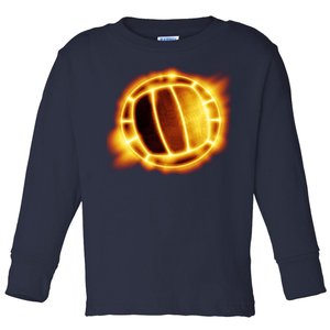 Volleyball Fire Glow Toddler Long Sleeve Shirt